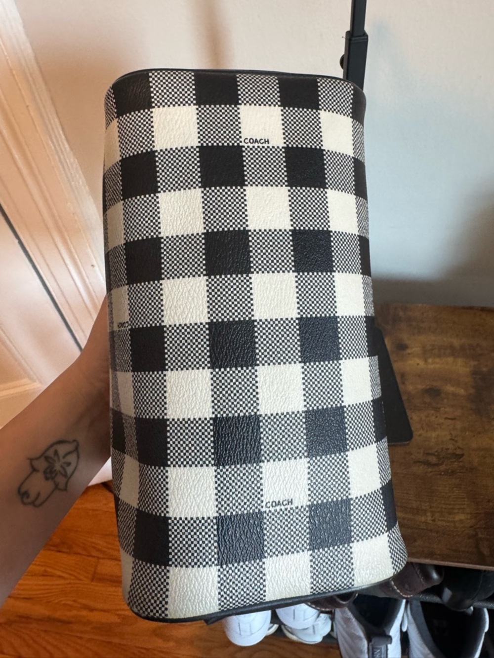 Coach Rowan Satchel in Buffalo Plaid (Gingham) Print. - Picture 13 of 14